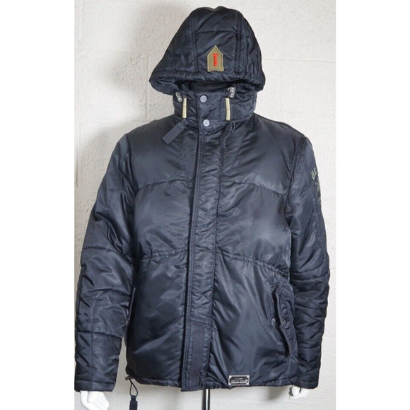 US Army 1st Infantry Division The Big Red 1 RARE Black Jacket/Coat Men's Size M - Picture 2 of 12